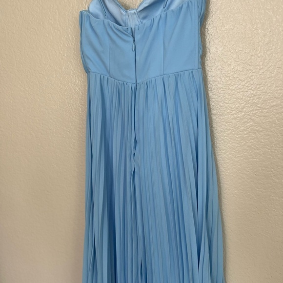 NWOT Admirable Elegance Light Blue Pleated Bustier Maxi Dress - Picture 7 of 10